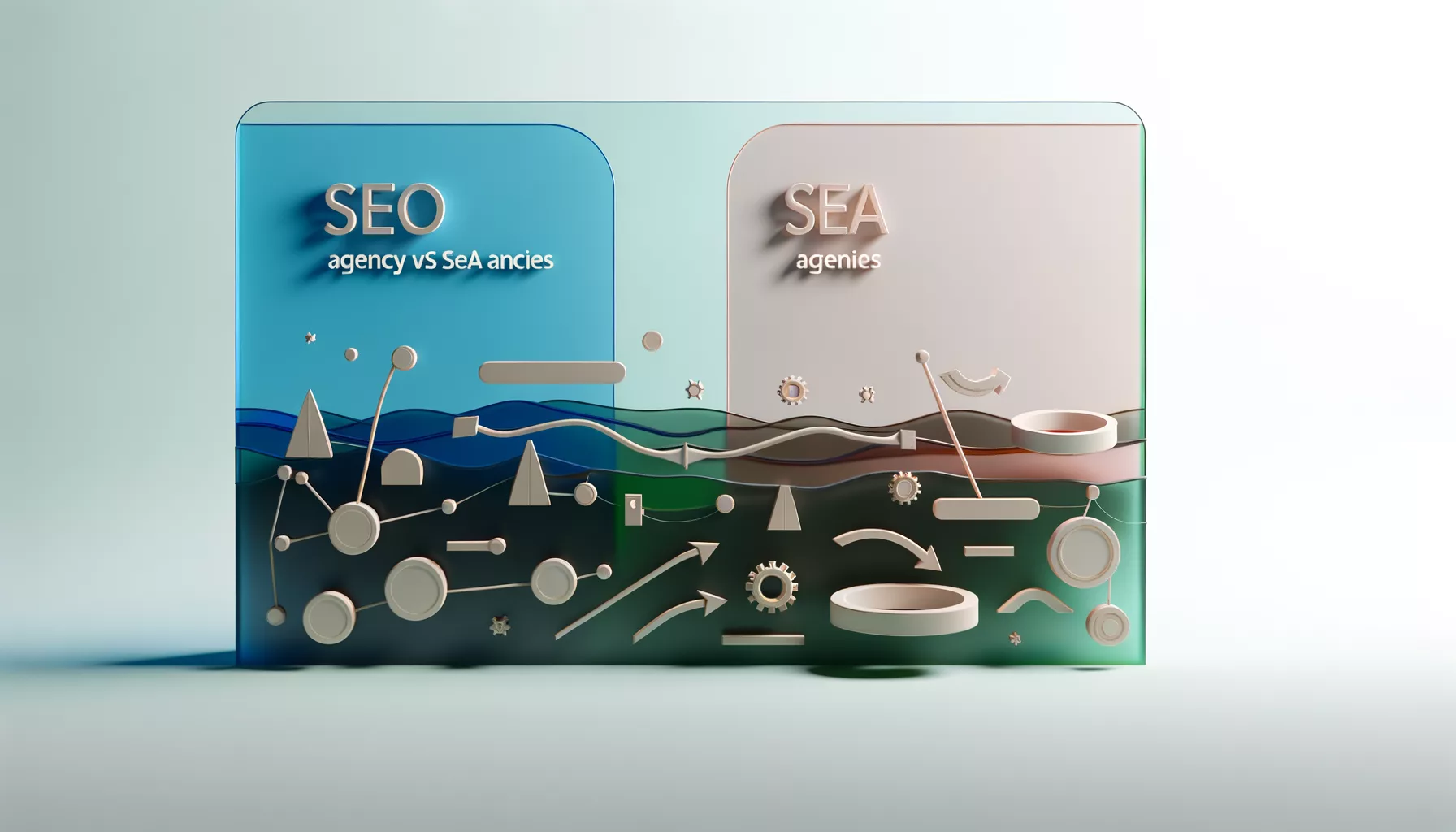 Hero bij blog over seo bureau vs sea bureau voor kmo's voor kmo's in vlaanderen, moderne editoriale look